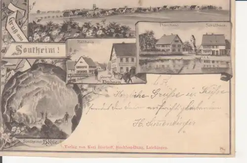 Sontheim (Heroldstatt) Gasthof, Rathaus, Schule, Höhle gl1906 225.646