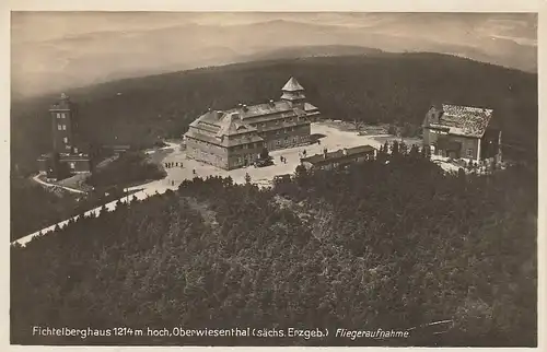 Oberwiesenthal Erzgeb., Fichtelberghaus, Fliegeraufnahme ngl E1732