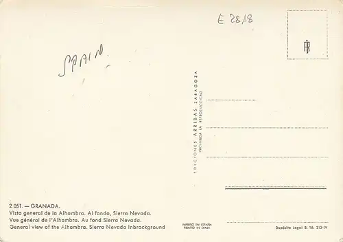 Granada, Vista general de la Alhambra ngl E2818