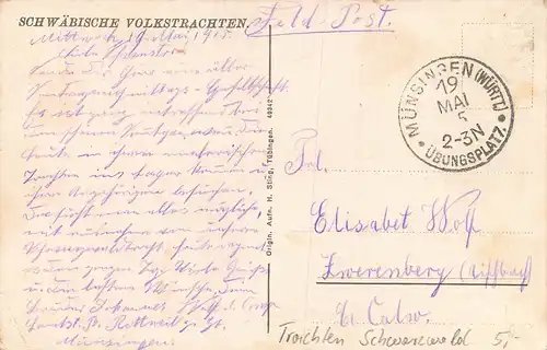 Trachten: Schwäbische Volkstrachten feldpgl1915 161.333