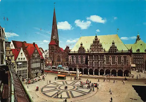 Bremen Marktplatz mit Rathaus und Frauenkirche gl1979 160.760