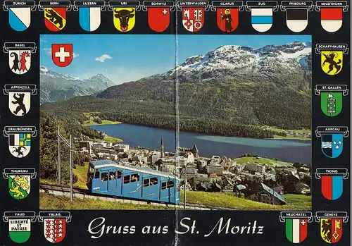 St.Moritz Panorama, Kantons-Wappen, Faltkarte ngl E2858