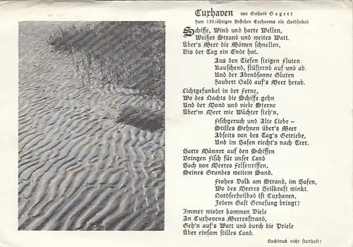 Cuxhaven, Gedicht zum 150jähr.Seebadjubiläum, Rückseite Sonerstempel ngl E3614