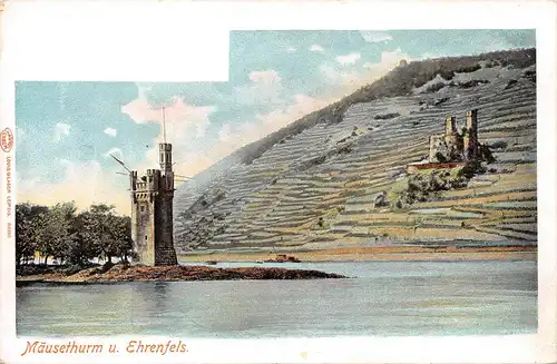 Bingen - Mäuseturm und Ruine Ehrenfels Nach Gemälde ngl 162.165