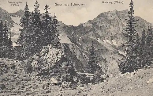 Gruß aus Schröcken mit Braunarlspitze und Hochberg glum 1910? E1986