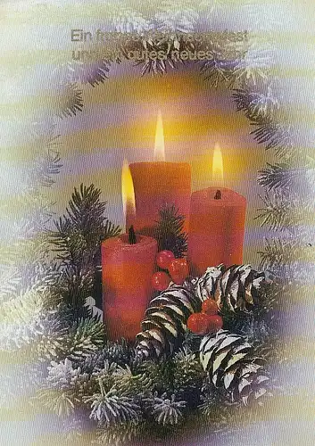 Weihnachten-u.Neujahr-Wünsche, Kerzen und Tannenzapfen gl1988 E2061