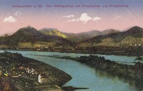 Königswinter a.Rhein, Siebengebirge mit Drachenfels und Drachenberg gl1922 E1321