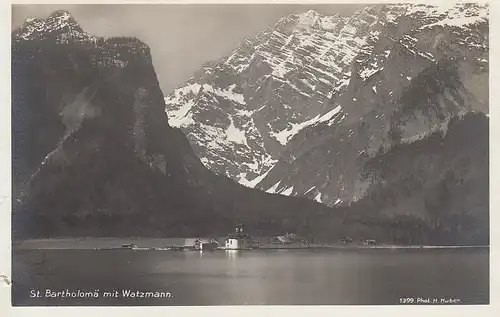 St. Bartholomä am Königssee gegen Watzmann gl1929 E1357