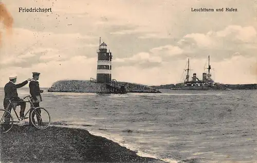 Friedrichsort Leuchtturm und Hafen feldpgl1915 161.021