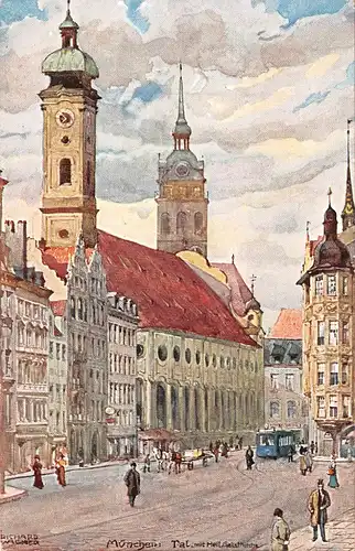 München Tal mit Heilig Geistkirche Nach Aquarell v. Richard Wagner ngl 163.002