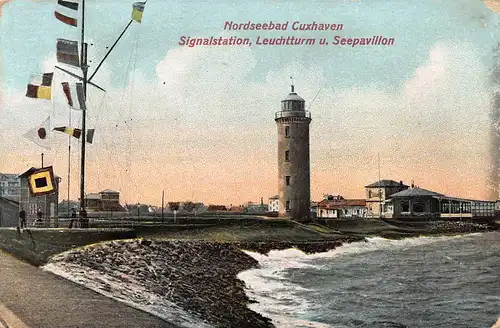 Nordseebad Cuxhaven Signalstation Leuchtturm und Seepavillon ngl 161.018