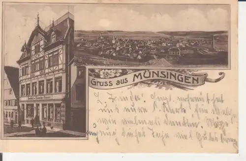 Münsingen - Gasthof zum Deutschen Kaiser und Panorama gl1918 225.694