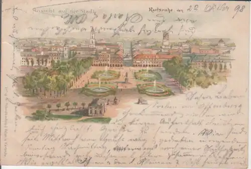 Karlsruhe - Ansicht auf die Stadt gl1898 225.843