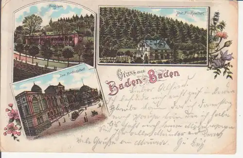 Baden-Baden LITHO Trinkhalle, Friedrichsbad, Fischkultur gl1898 226.826