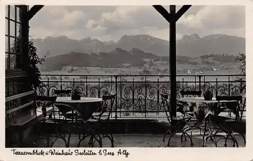 Seeg Terrassenblick vom Weinhaus Seeleuten bei Seeg im Allgäu gl1936 162.748