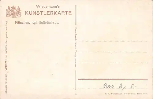 München Kgl. Hofbräuhaus Künstlerkarte WIRO No. 2163 gl1934 162.888
