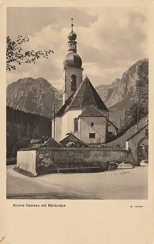 Ramsau, Kirche mit Reiteralpe gl1935 E3863