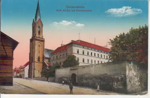 Germersheim - Katholische Kirche mit Klosterkaserne feldpgl1918 225.879