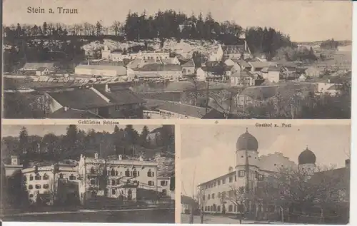 Stein an der Traun - Totale, Schloss, Gasthof zur Post gl1915 227.756