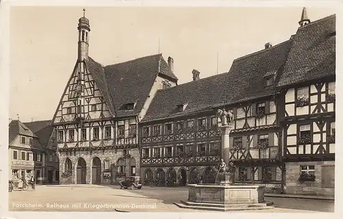 Forchheim Rathaus mit Kriegerbrunnen Denkmal gl1935 E3904