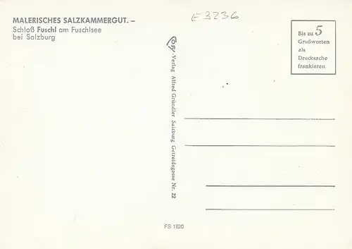 Schloß Fuschl am Fuschl-See ngl E3236
