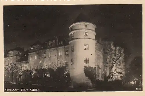 Stuttgart, Altes Schloß nei Nacht ngl E1478