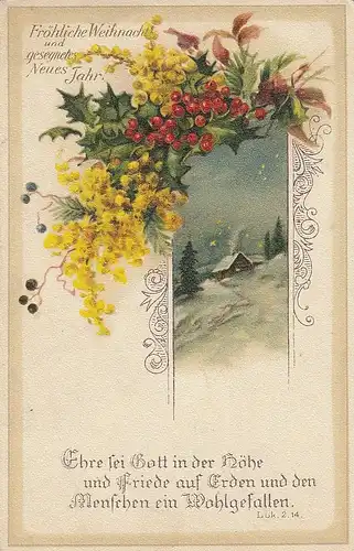 Weihnachten-Neujahrs-Wünsche Ehre sei Gottin der Höhe glum 1960? E1627