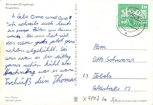Bärenstein/Erzgebirge Berggasthaus gl1975 160.959