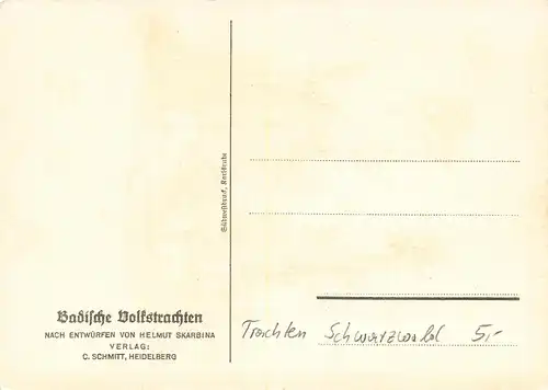 Trachten Schwarzwald: Hochschwarzwälderin u. Markgräflerin n. Skarbina ngl 161.362