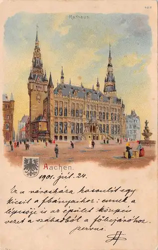 Aachen Rathaus Litho gl1927 164.582