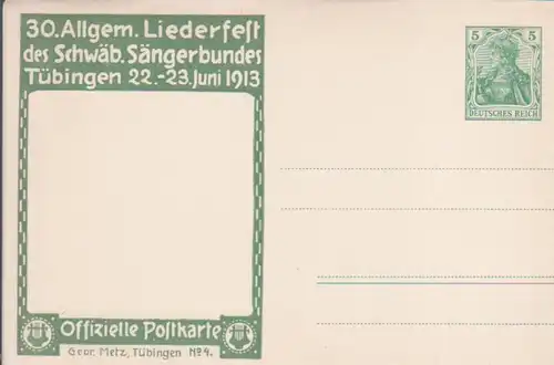 Tübingen - Sängerbund 30. Liederfest 1913, Ganzsache ngl 225.351