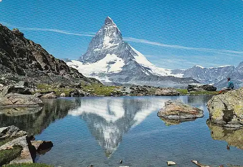 Riffelsee ob Zermatt, Matterhorn, Mont Cervin glum 1960? E1536