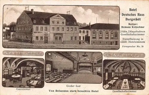 Burgstädt Hotel Deutsches Haus Gast.- Gesellschaftszimmer Saal ngl1927 161.599