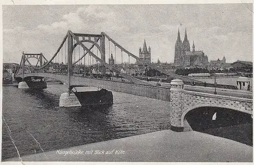 Köln Hängebrücke mit Blick auf den Dom feldpgl1930 E1697