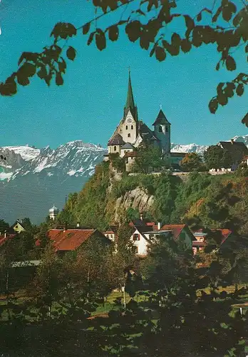 Rankweil, Liebfrauenkirche mit Schweizer Bergen ngl E1975