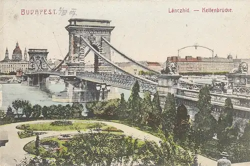 Budapest, Kettenbrücke glum 1910? E2004