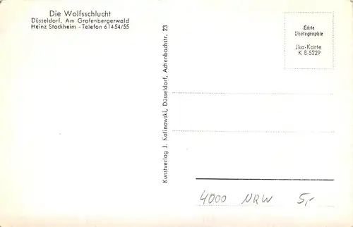 Düsseldorf Restaurant "Die Wolfsschlucht" Ihn. Heinz Stockheim ngl 163.212