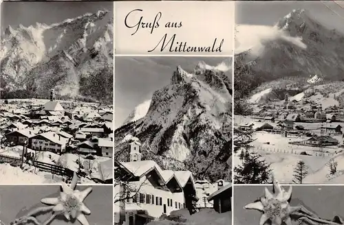 Mittenwald a.d.Isar 3 Ansichten mit Edelweiß gl1957 164.854