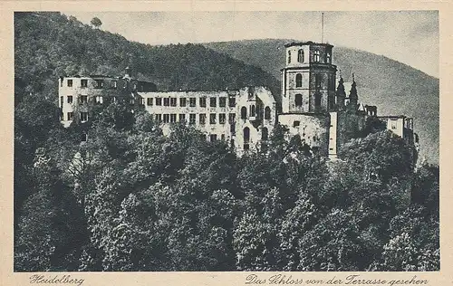 Heidelberg Das Schloss von der Terrasse gesehen ngl E1938