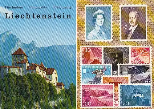 Liechtenstein Schloß Vaduz mit Falknis und Briefmarken ngl E1978