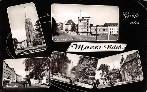 Moers Neustraße Stadtkirche Schloss Königl. Hof 5 Ansichten gl1964 163.201