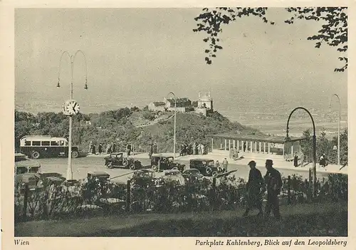 Wien, Parkplatz Kahlenberg, Blick auf den Leopoldsberg ngl E1988