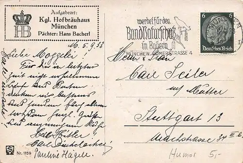 München Scherzkarte Der g'hört an..zeigt! Biertrinker vs Wassertrinker gl1936 161.483