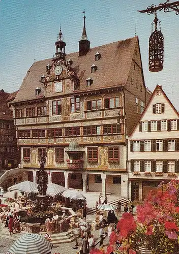 Tübingen, Marktbrunnen und Rathaus ngl E2889