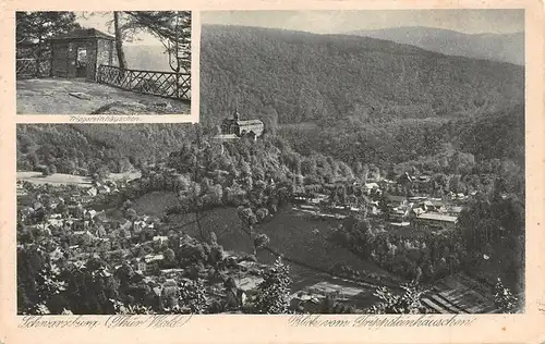 Schwarzburg Blick vom Trippsteinhäuschen 2 Ansichten ngl 162.546