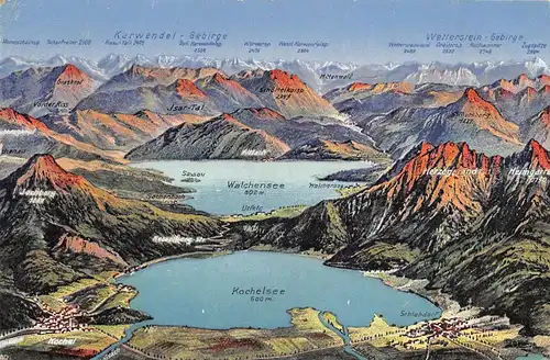 Das Kochel- und Walchenseegebiet aus der Vogelschau gl1920 162.605