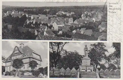 Arnbach (Neuenbürg) Totale, Schulhaus, Kriegerdenkmal gl1937 225.444