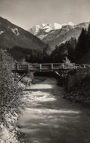 Kiental, Bachspeicherbrücke über die Kiene, Blümlisalp gl1963 E2109