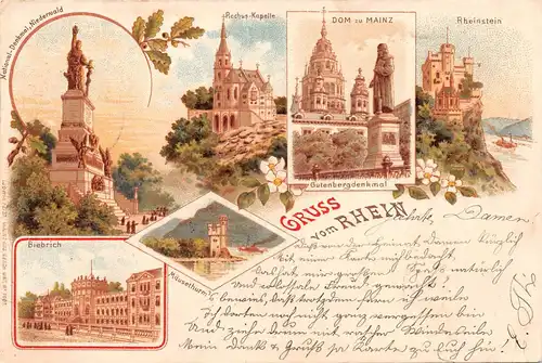 Sehenswürdigkeiten am Rhein Litho gl1899 164.269