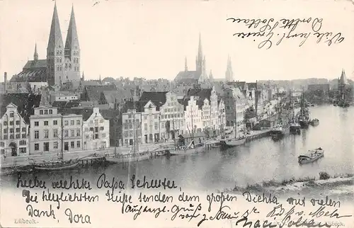 Lübeck Uferpartie mit Schiffen gl1901 163.575